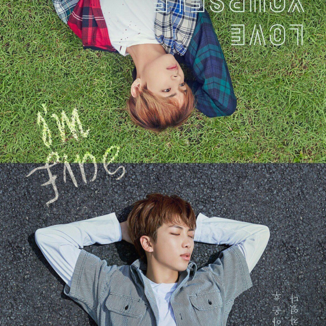The writing on TaeHyung and Namjoon poster for LOVE YOURSELF: I'm Fine