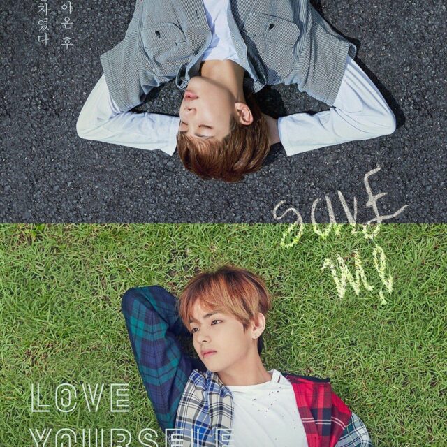 The writing on TaeHyung and Namjoon poster for LOVE YOURSELF: Save Me
