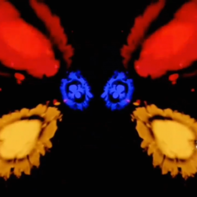 The coloured butterfly before j-hope performance during the concert of WINGS
