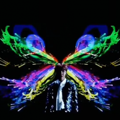 A butterfly before j-hope performance (The WINGS Tour Concert)