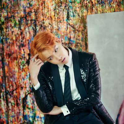 Coloured paint on the background of j-hope photoshoot